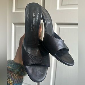 Via Spiga Black Leather Heels